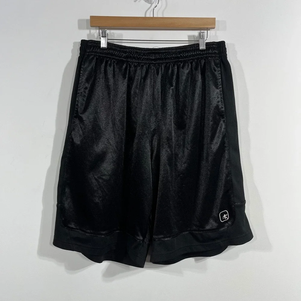 AND1 Dazzle Black Satin Basketball Shorts Athletic Mens XL Streetwear Hip Hop